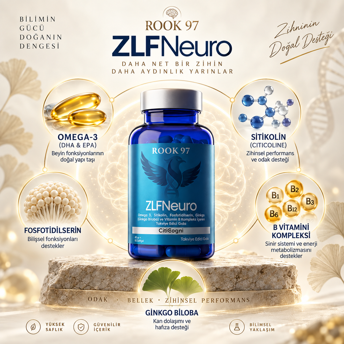 ZLF Neuro – Omega-3, Sitikolin ve Fosfatidilserin İçeren Gelişmiş Bilişsel Destek Formülü