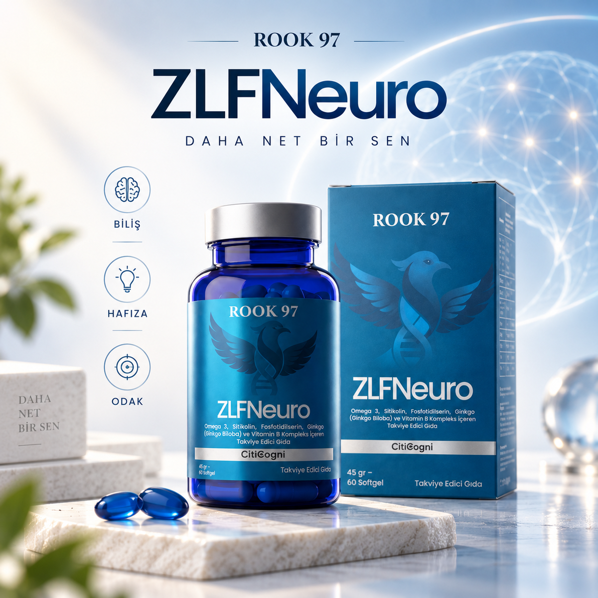 ZLF Neuro – Omega-3, Sitikolin ve Fosfatidilserin İçeren Gelişmiş Bilişsel Destek Formülü